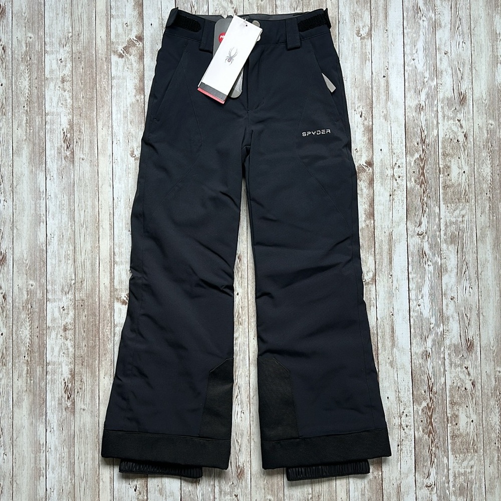 Spyder Olympia Ski Pants Snowbaord Girls sz 8 Black Snow Winter 10k Warm W-Proof